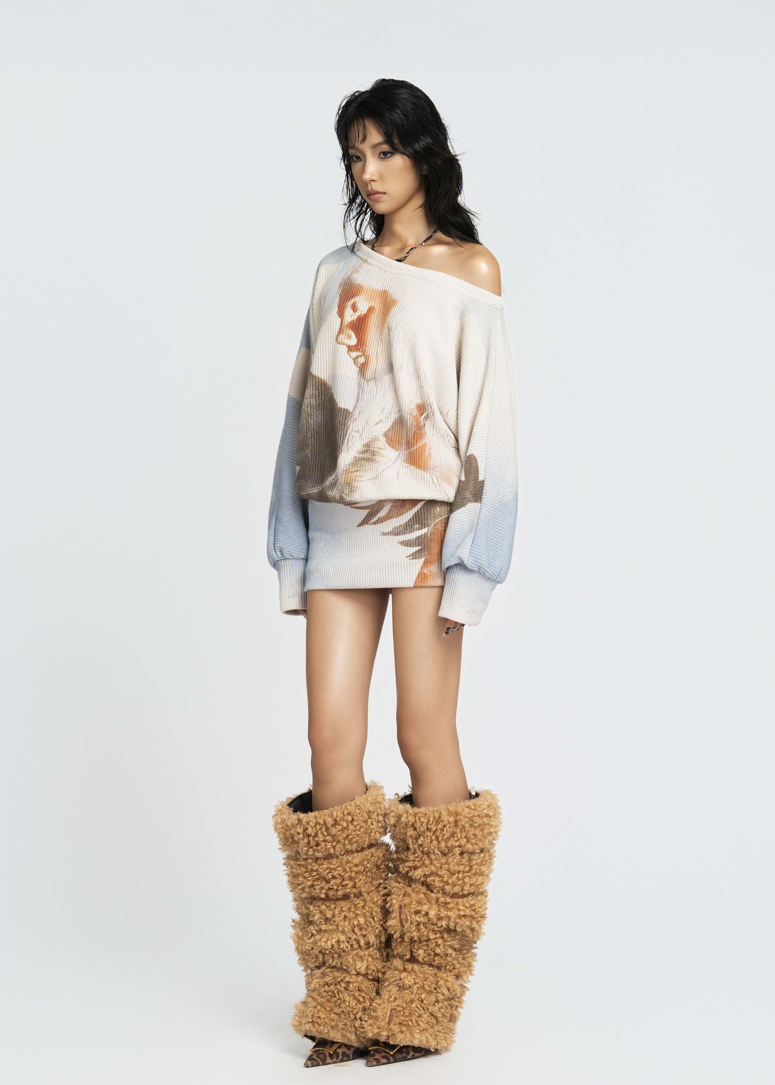 MAP Knit Batwing Sleeve Mini Dress