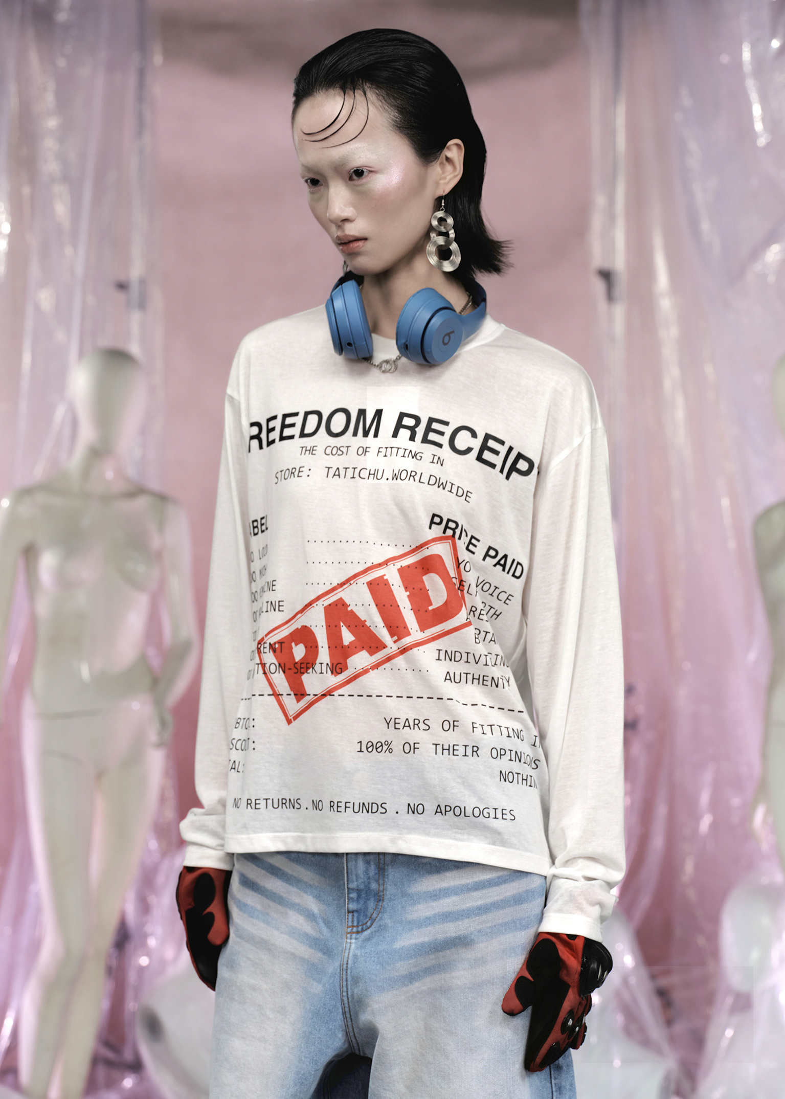 LABEL Receipt Printed Long Sleeve TShirt