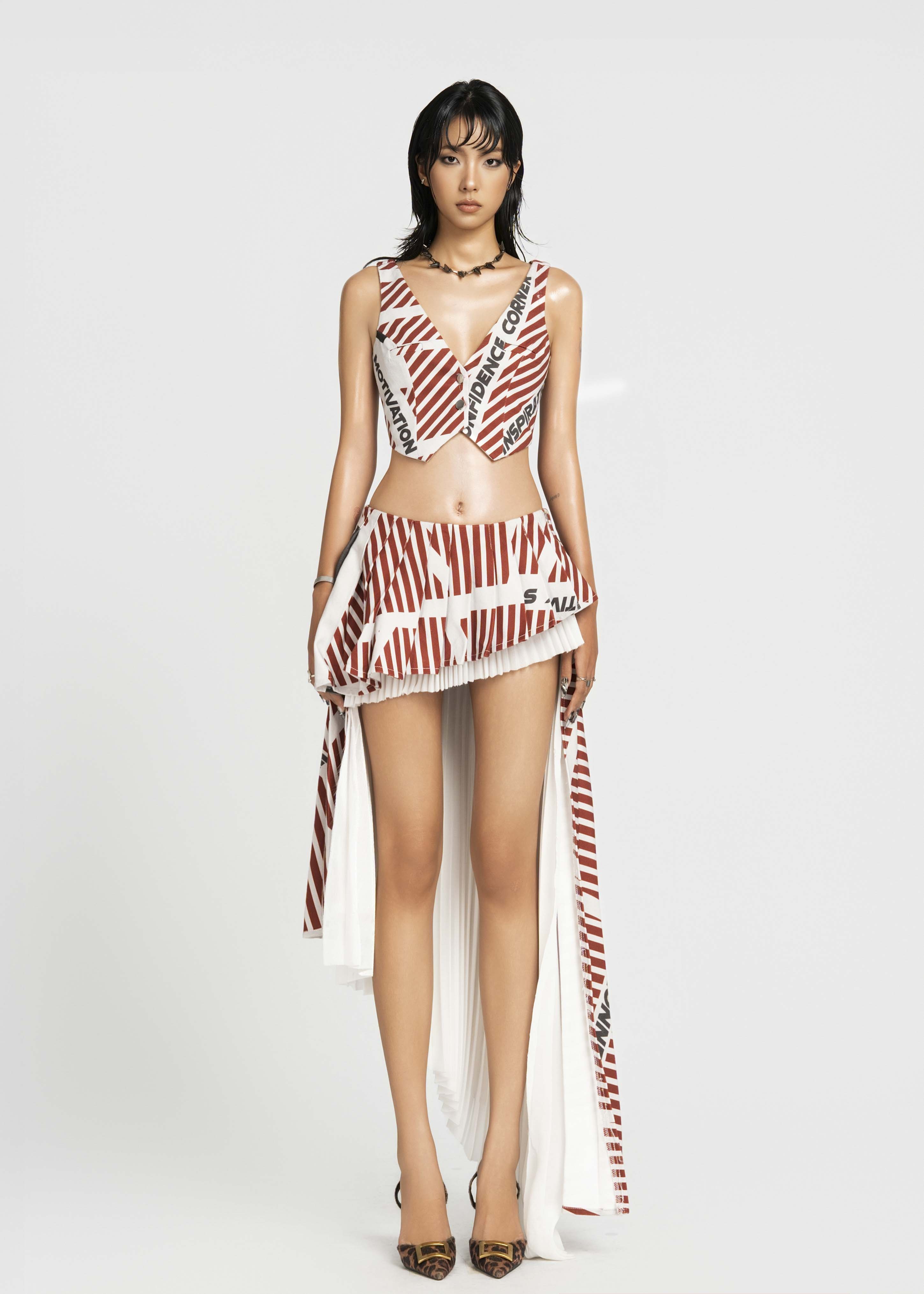 MAP Striped Cropped Gilet