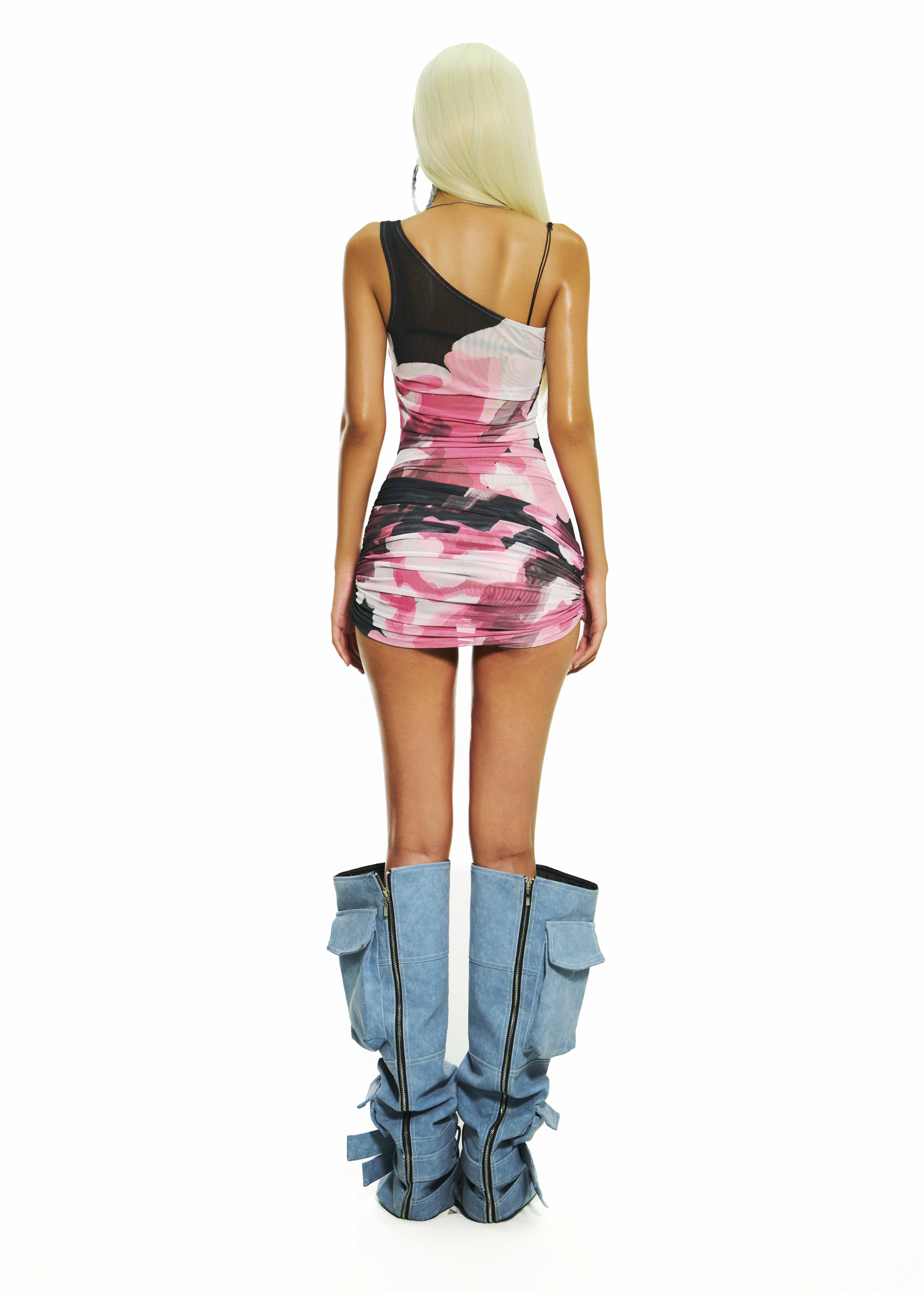 BONG One Shoulder Wrapped Hips Dress