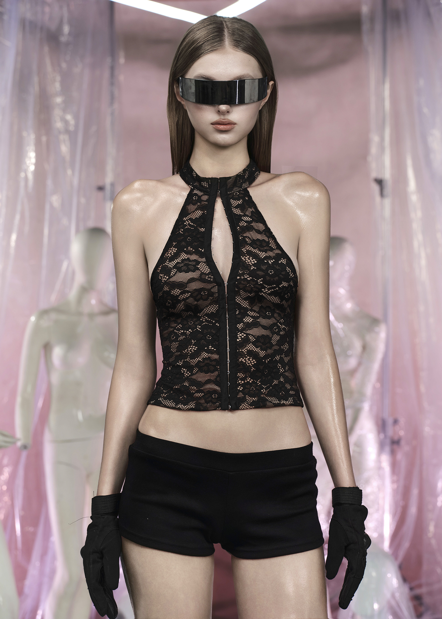 LABEL Lace Halter Neck Top