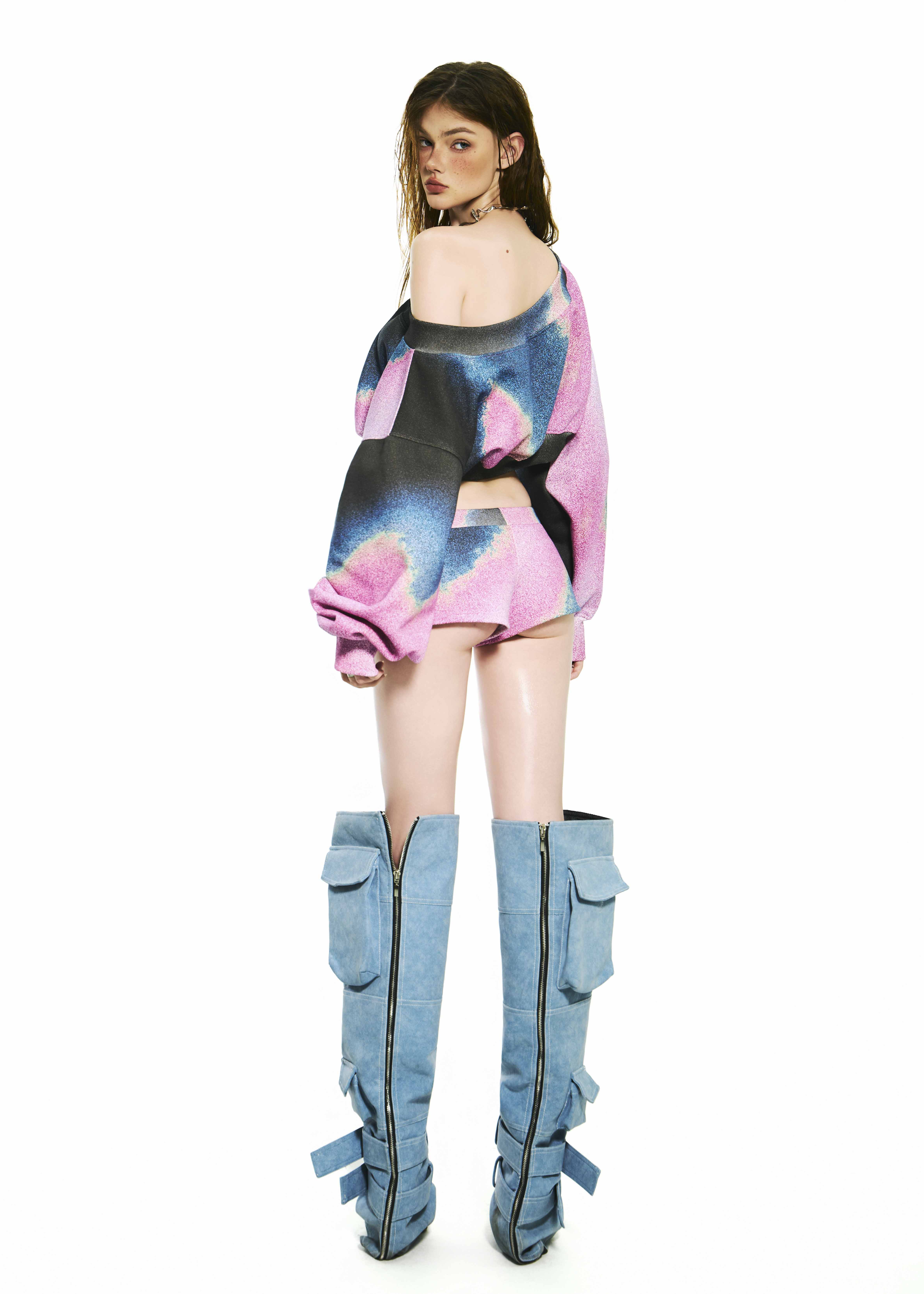 BONG Printed Cropped Sweater