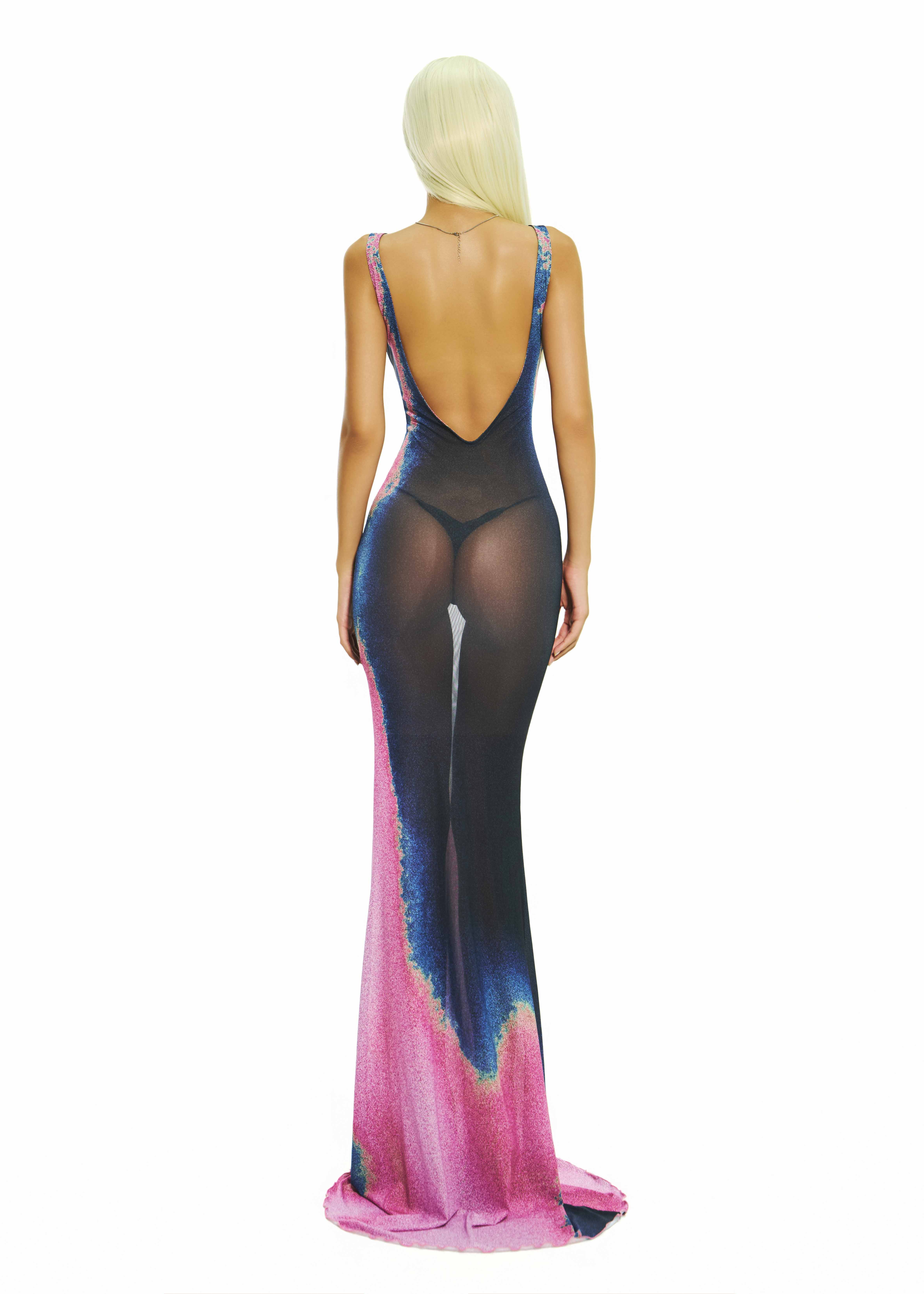 BONG Gradient Deep V Neck Maxi Dress