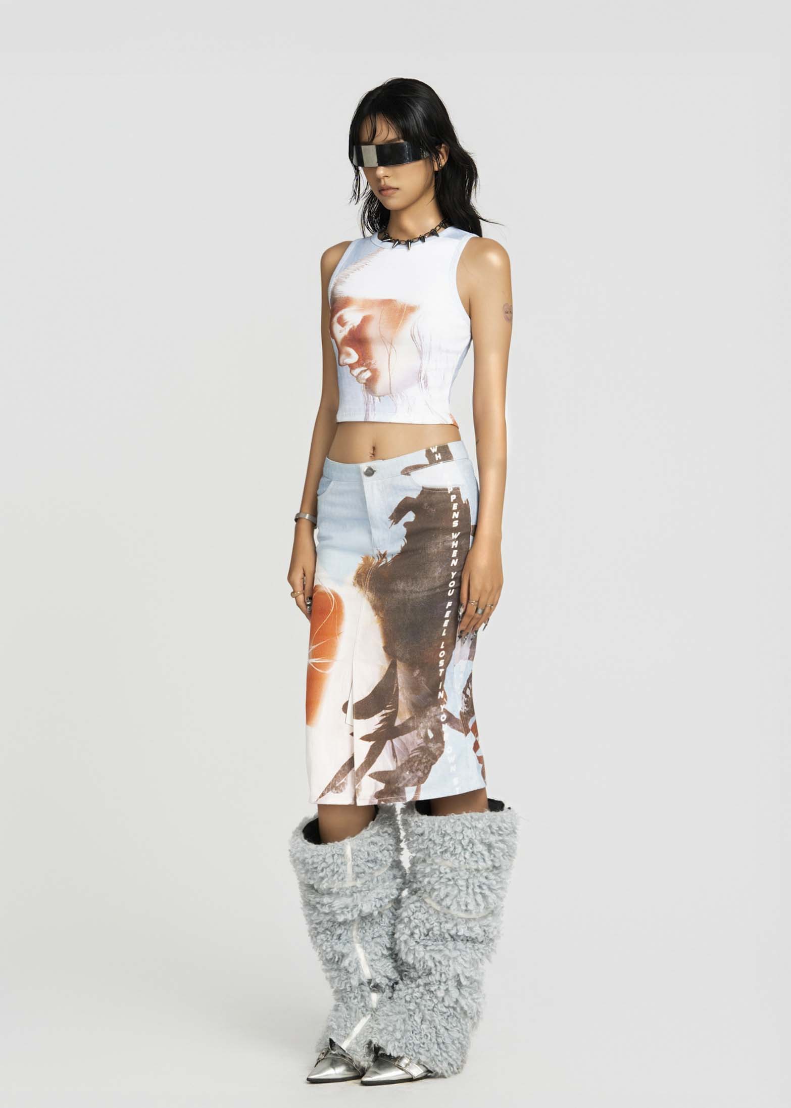 MAP Printed Midi Skirt