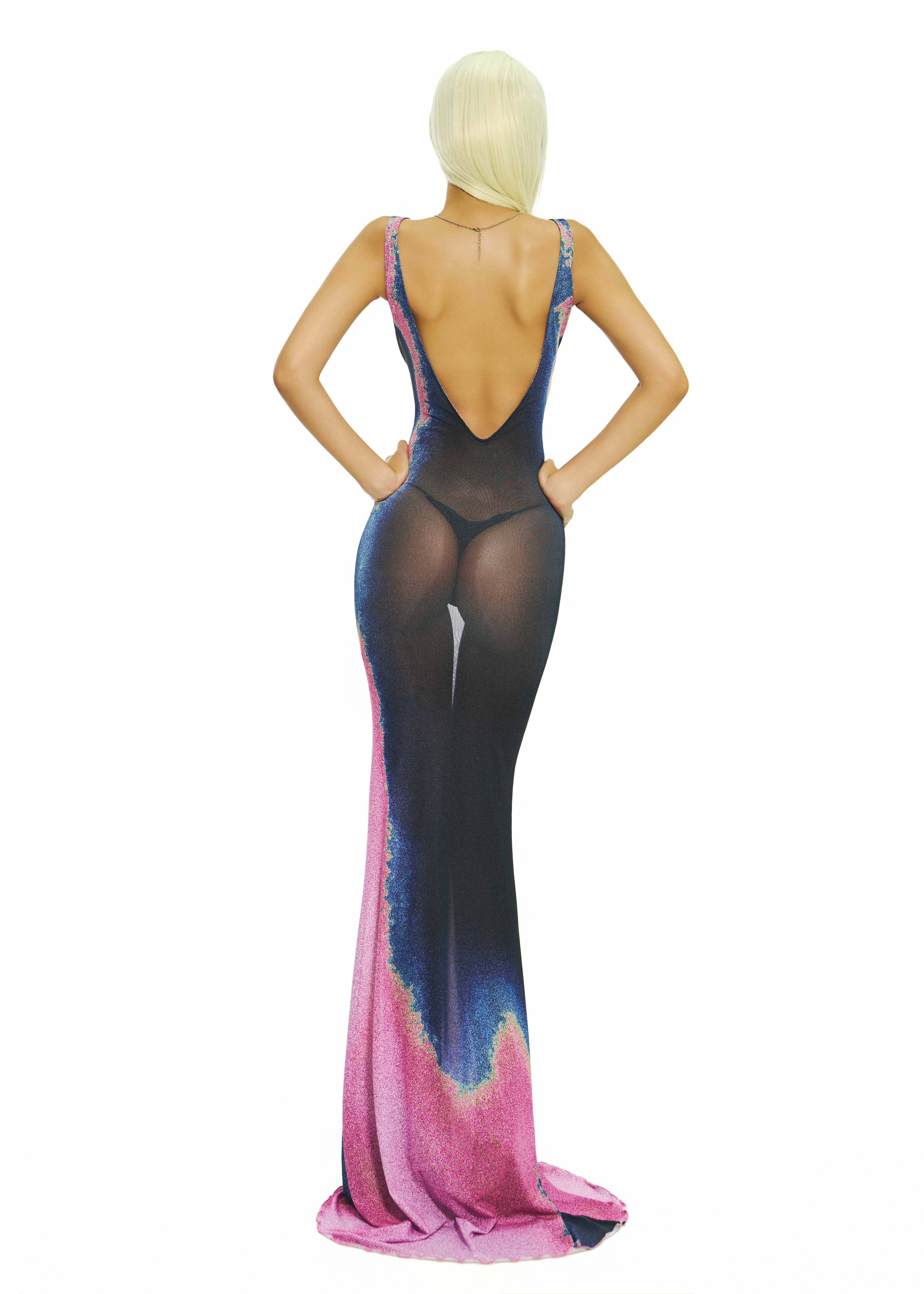 BONG Gradient Deep V Neck Maxi Dress