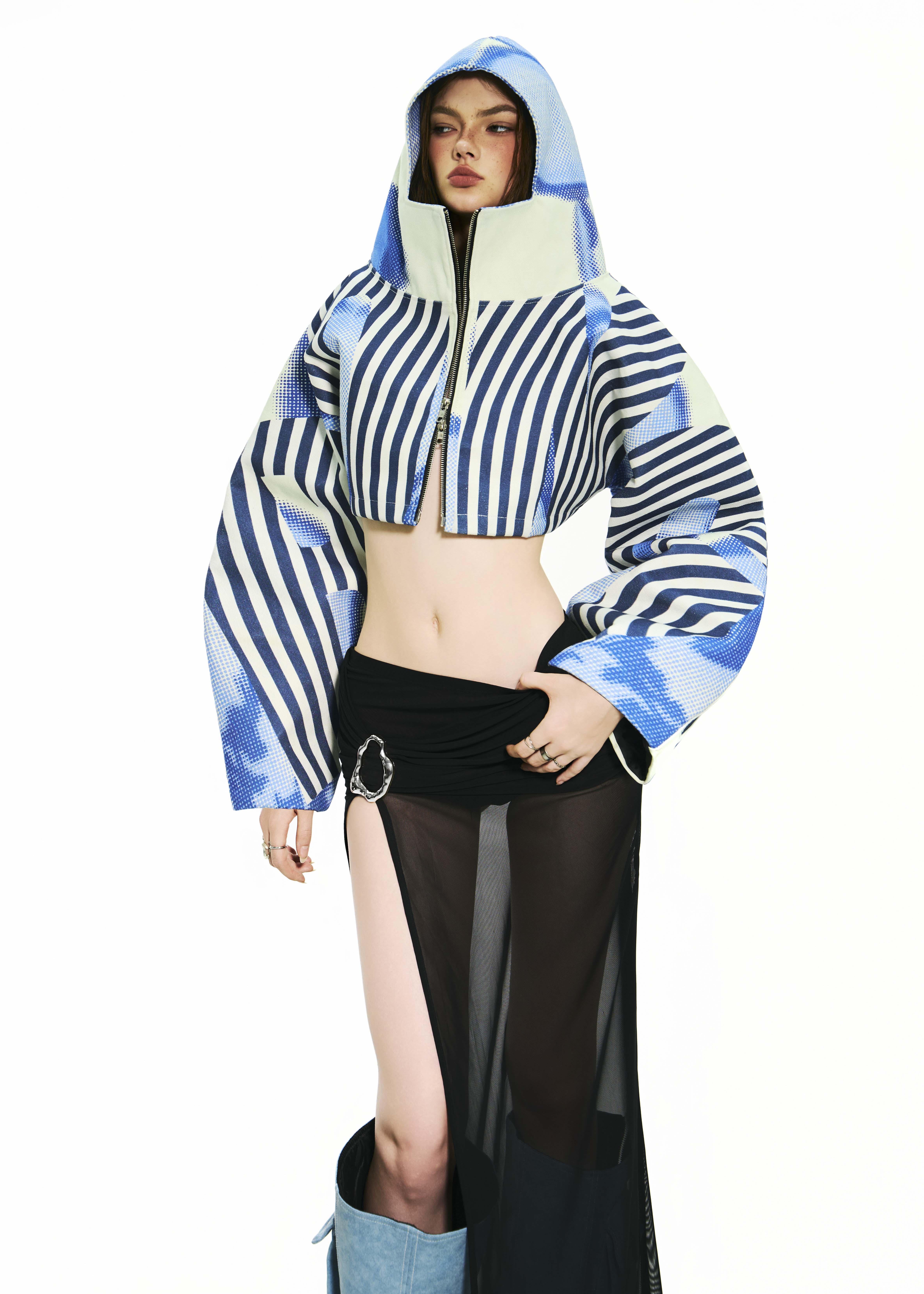 BONG Striped And Dots Oversized Jacket