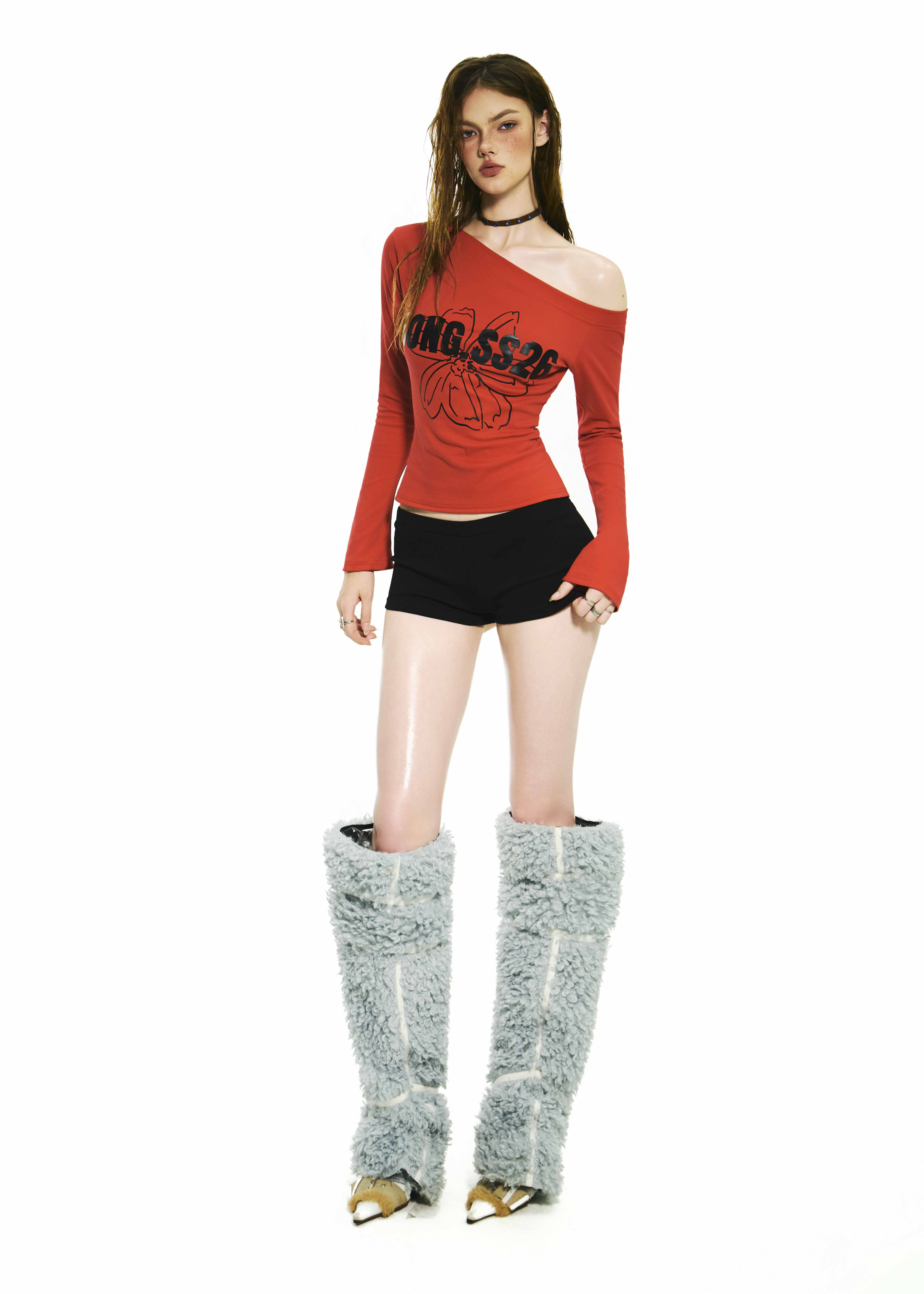 BONG One Shoulder Long Sleeves Top