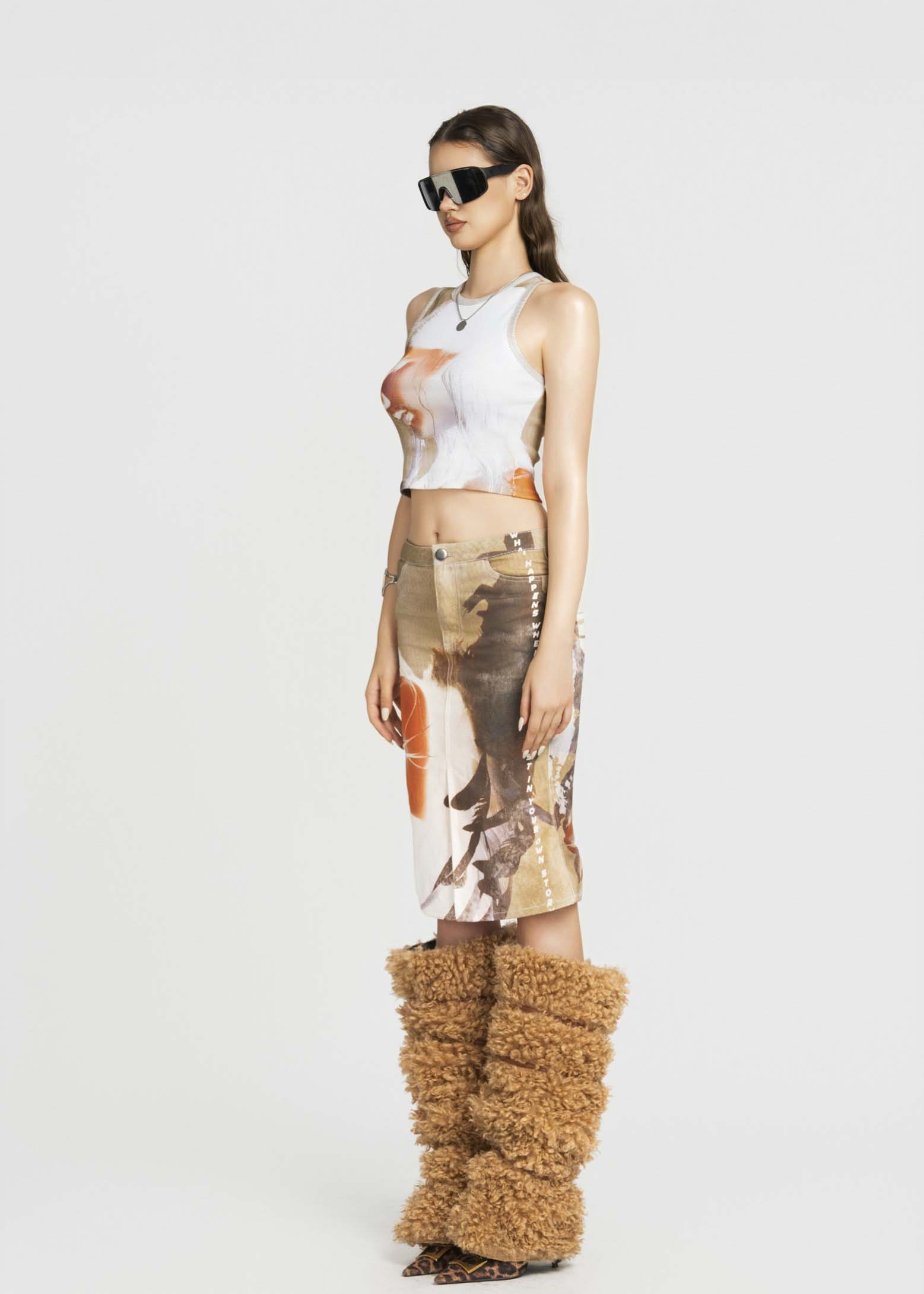 MAP Face Printed Cropped Top