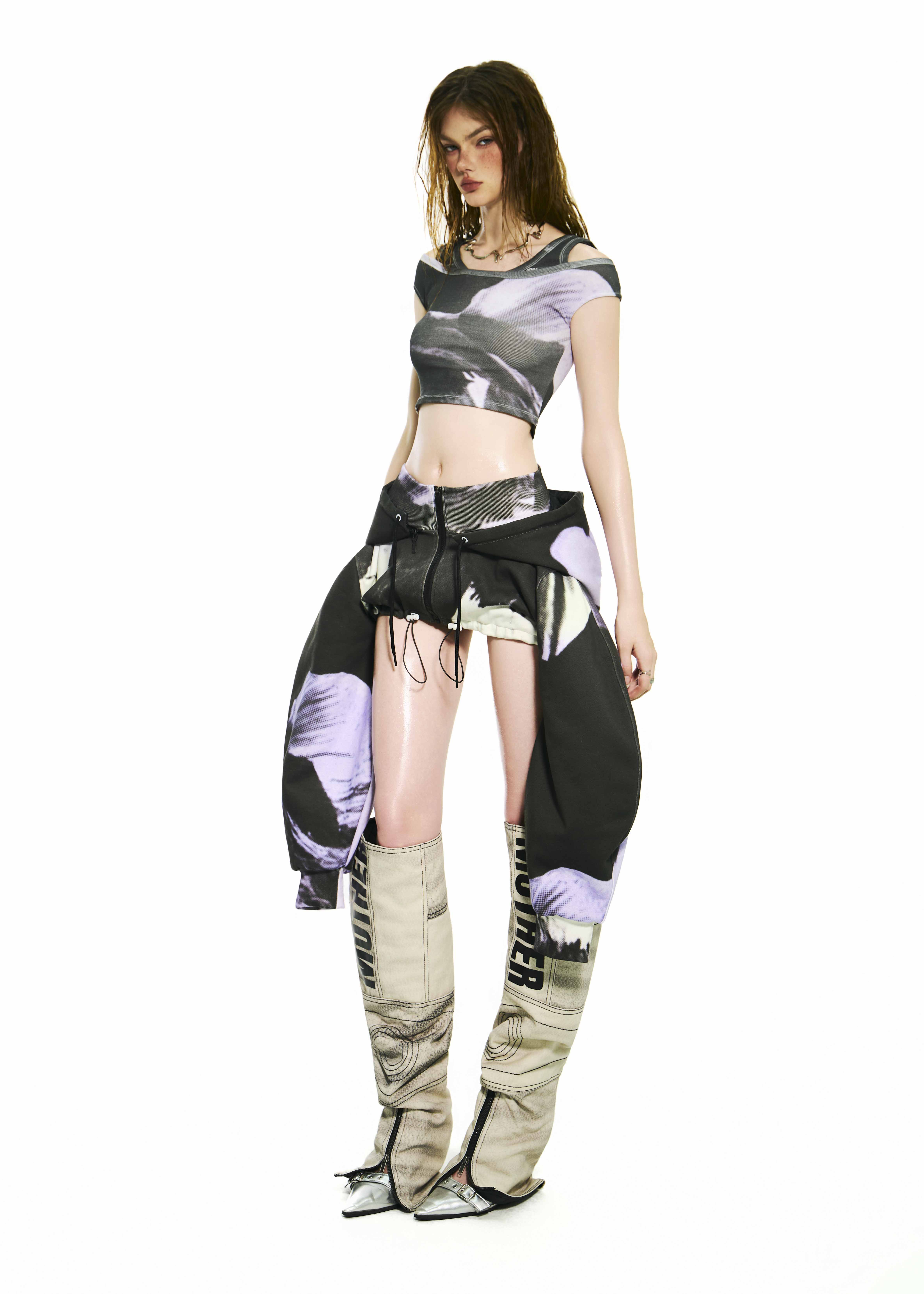 BONG Purple Blooms 2 in 1 Hoodie Skirt