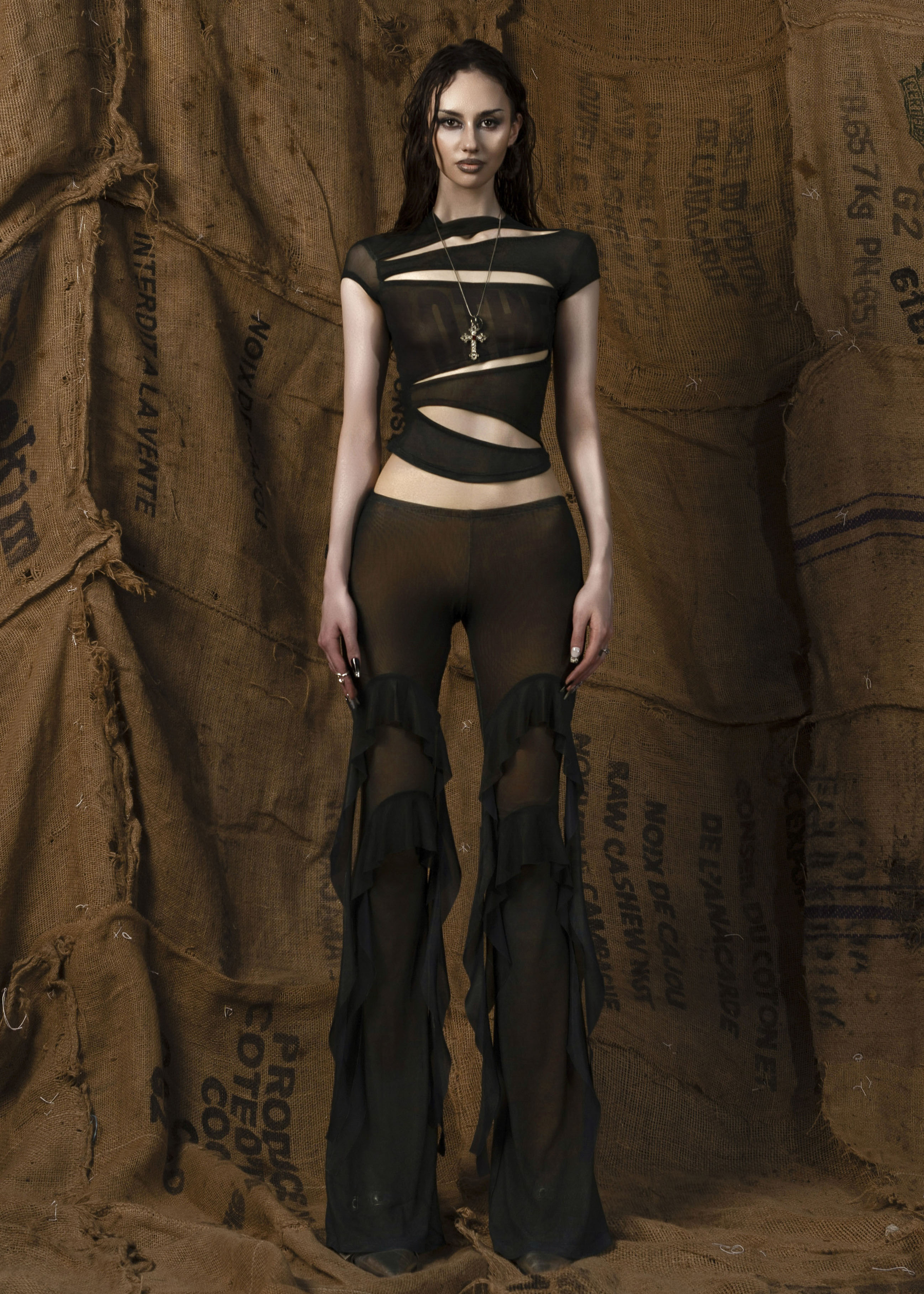 Mother Ruffle Flared Long Pants