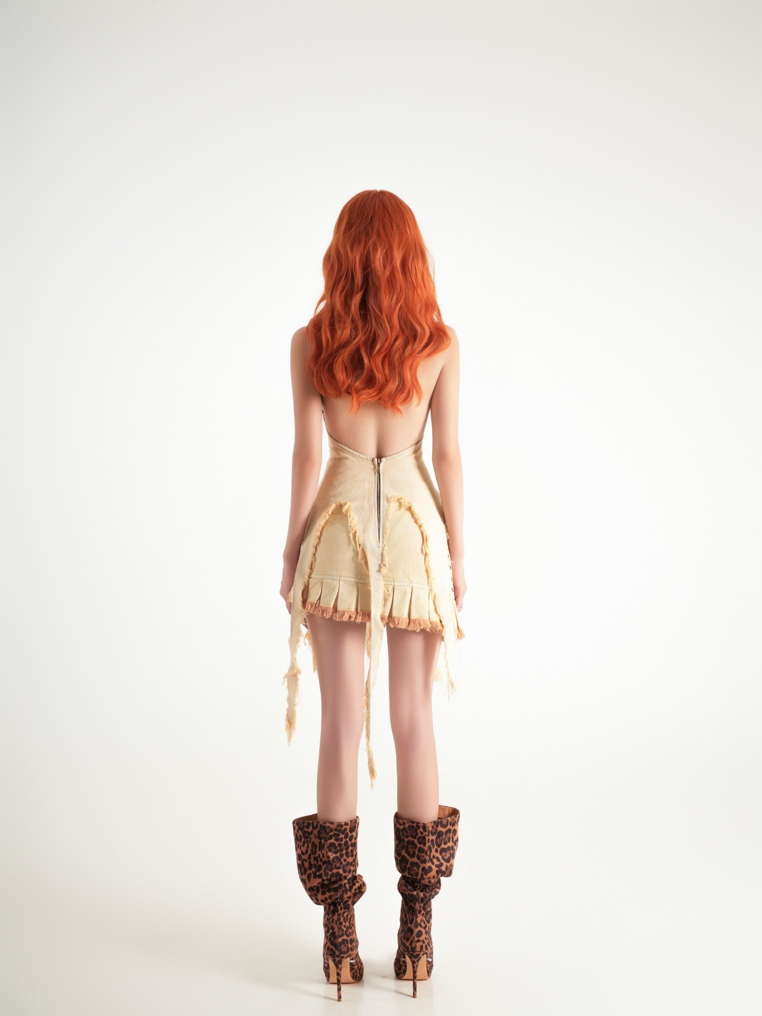 Error Washed Pleated Denim Skirt