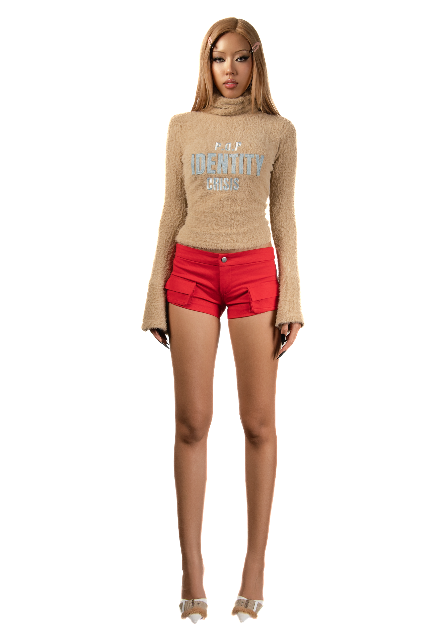 POP Embroidered Turtle Neck Mohair Sweater
