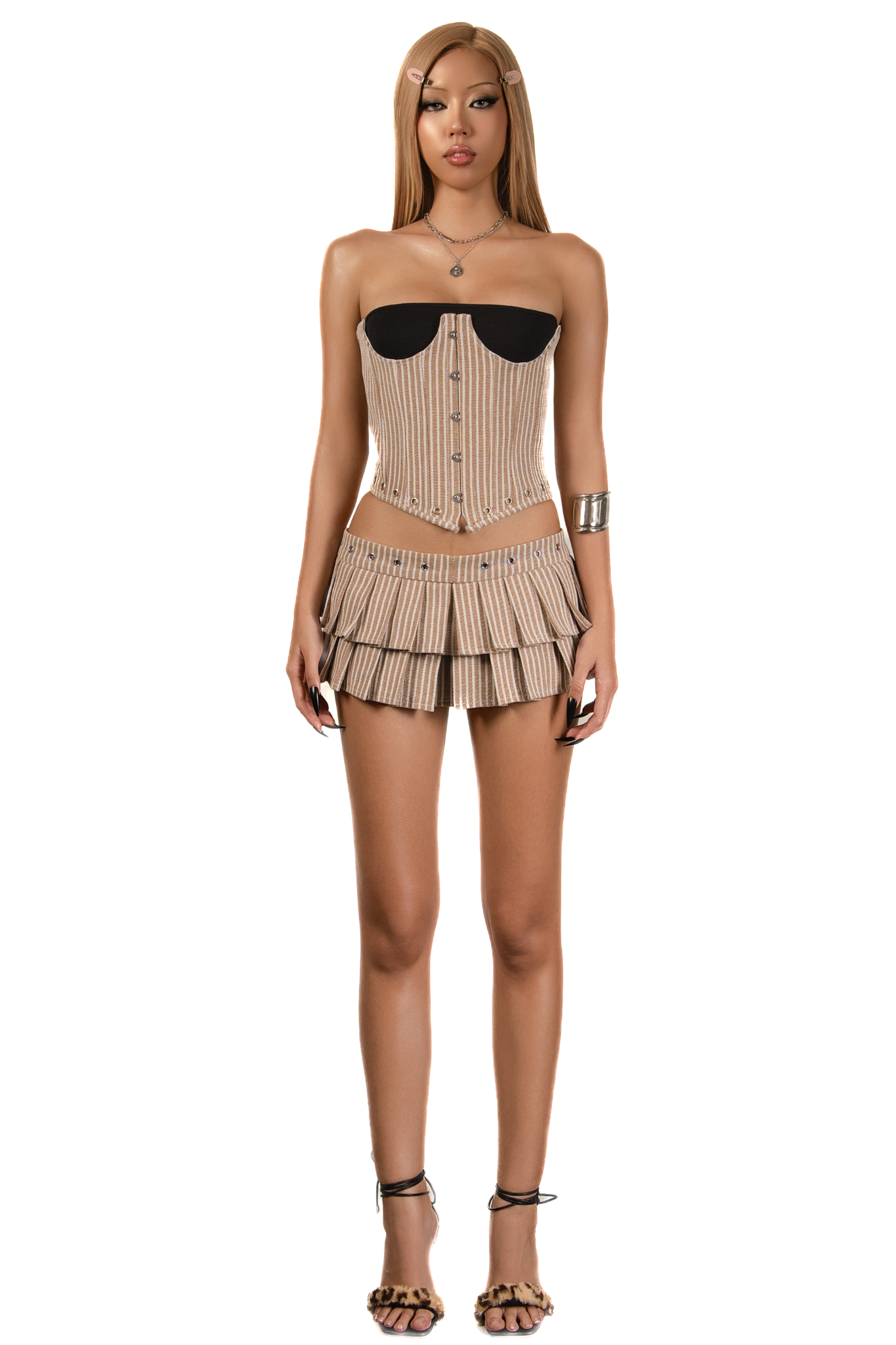 POP Striped Metal Clasps Corset