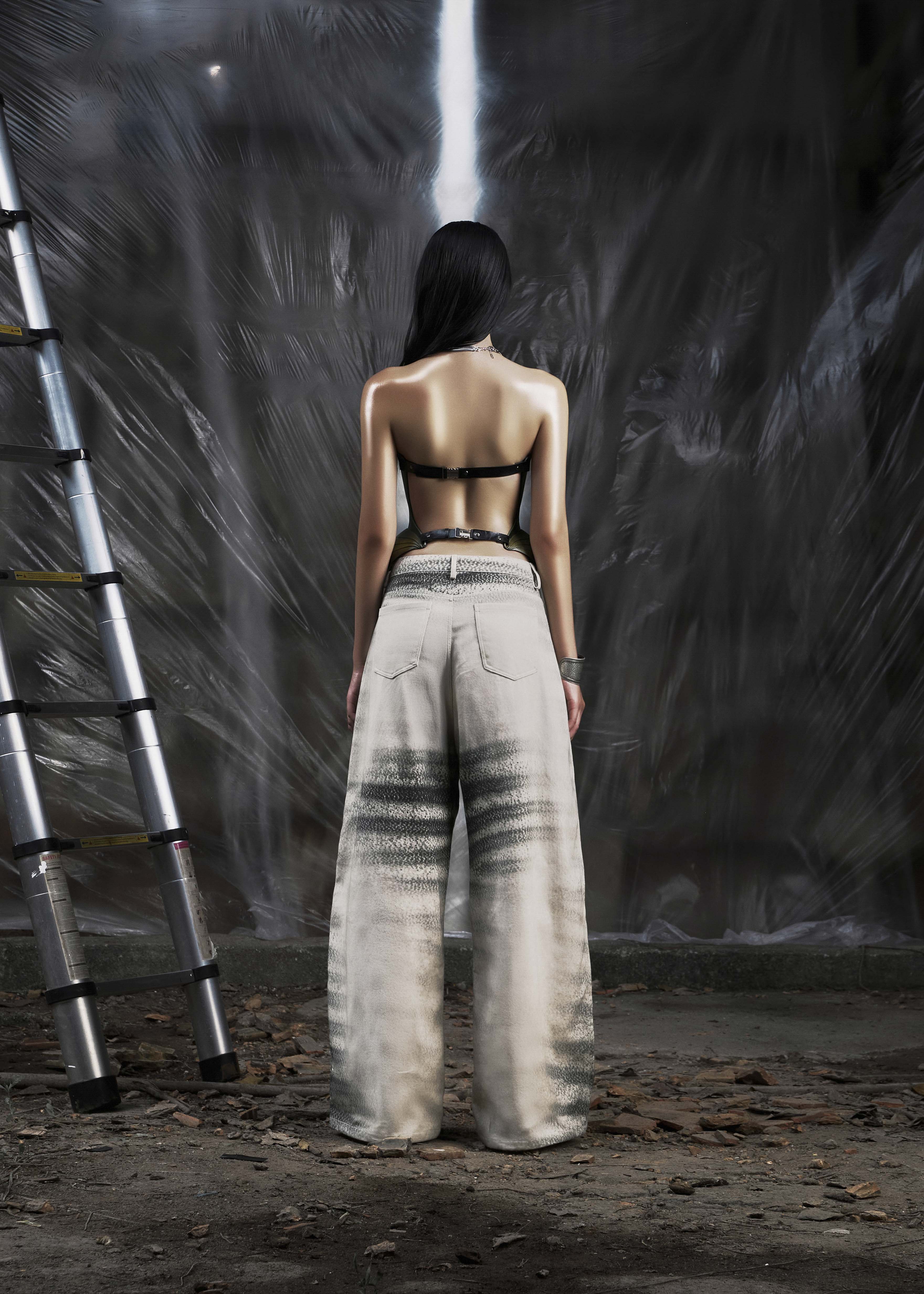 NONE Metalic Lace Up 3D Corset