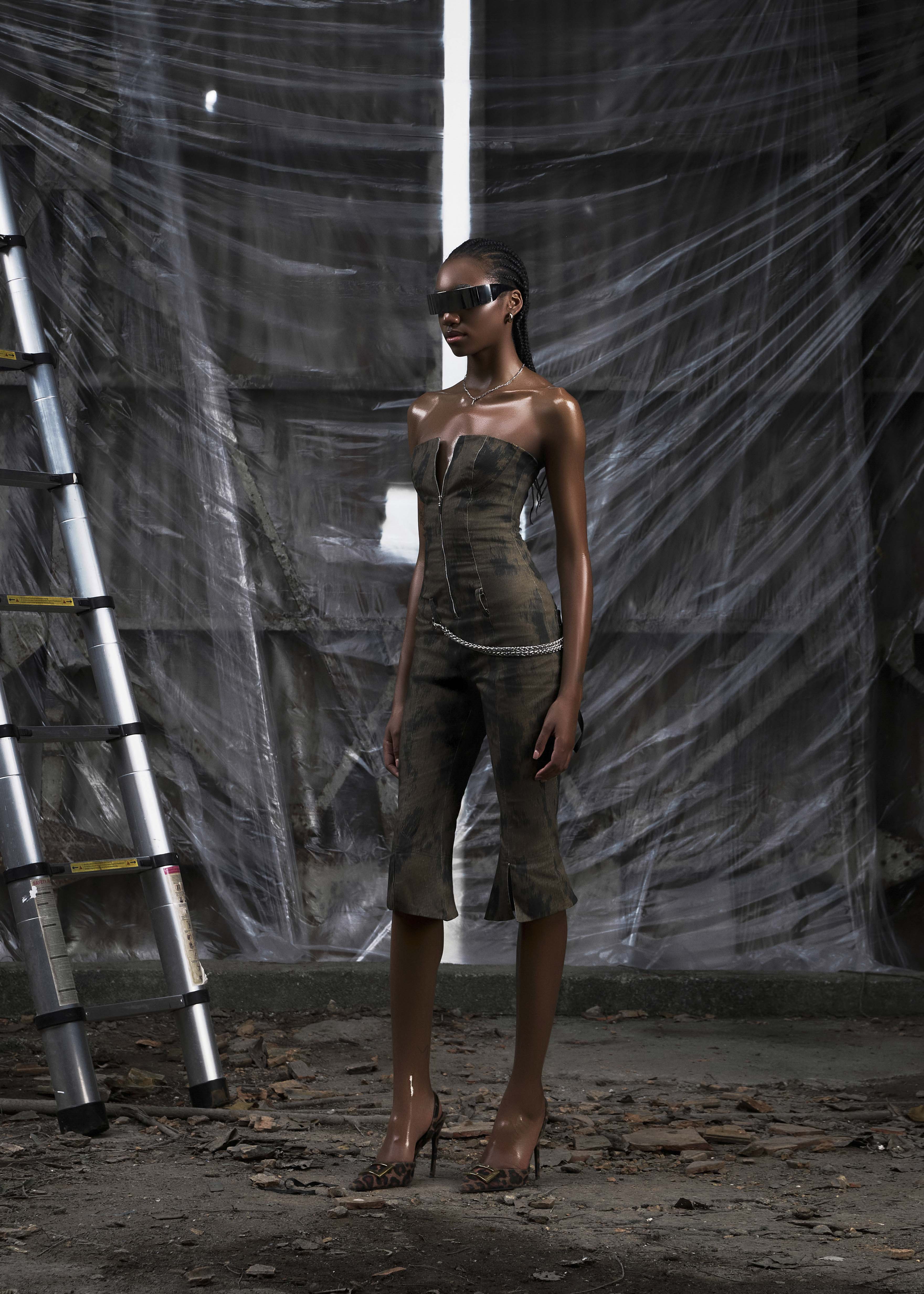 NONE Strapless Flared Jumpsuit