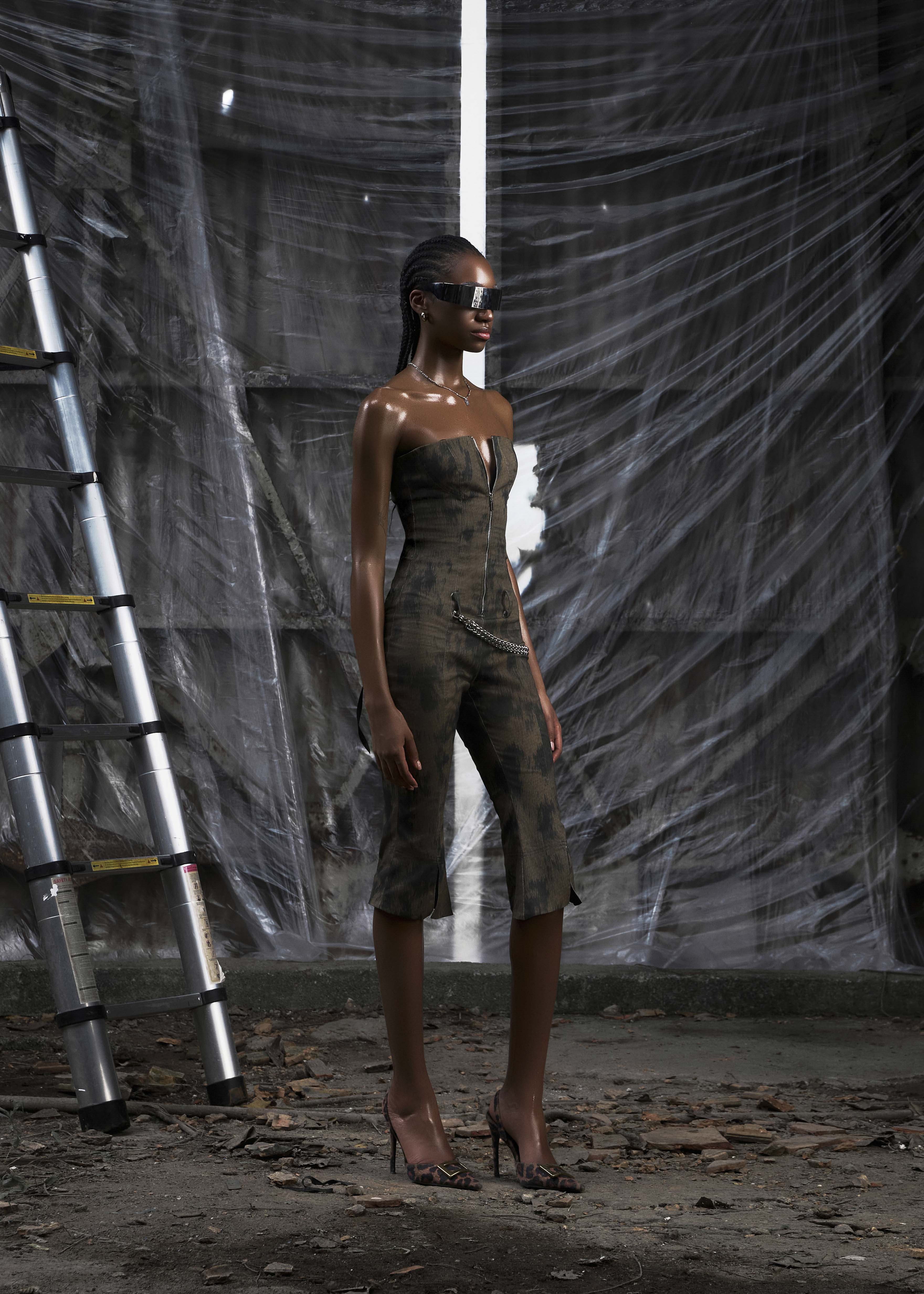 NONE Strapless Flared Jumpsuit