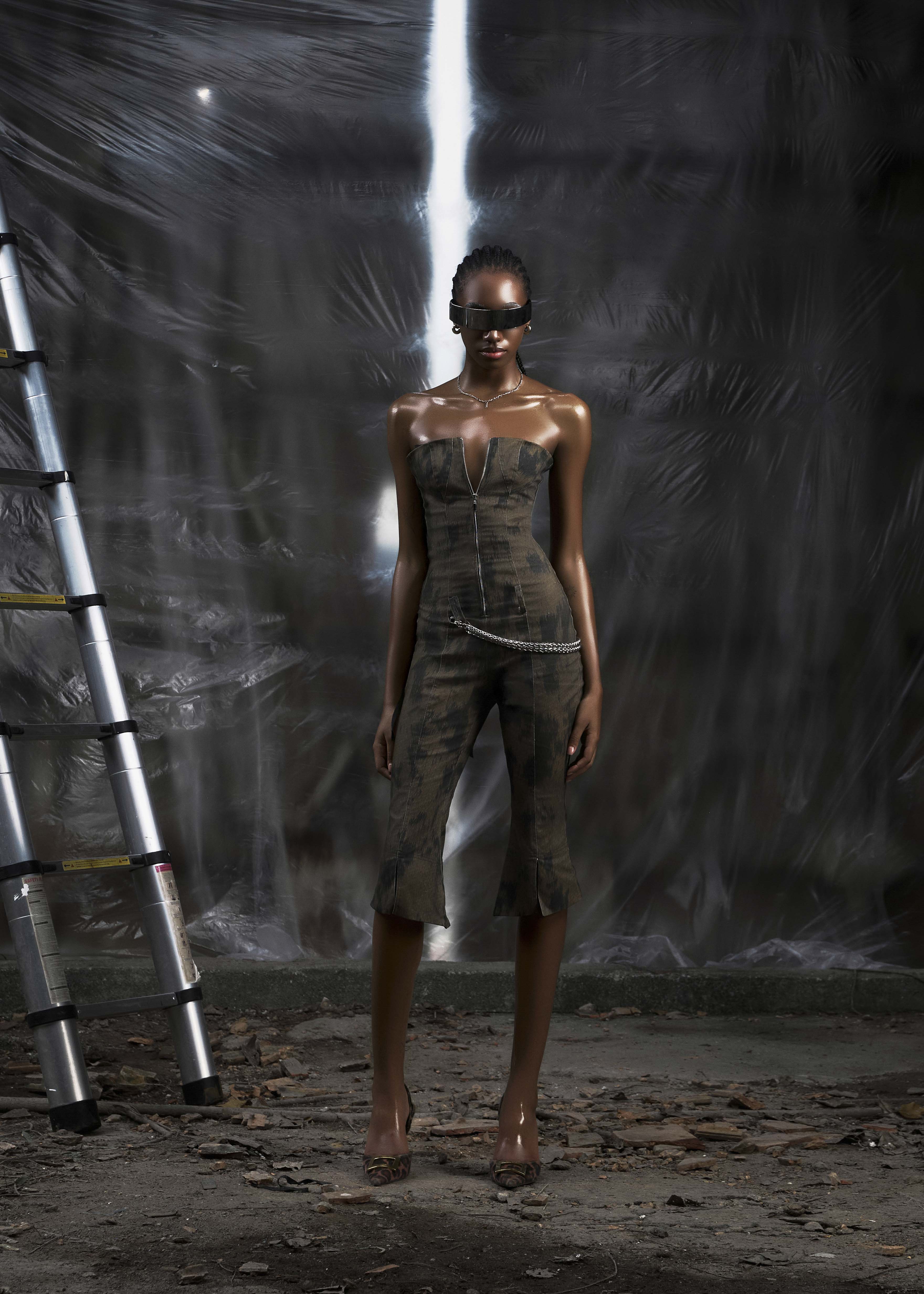NONE Strapless Flared Jumpsuit