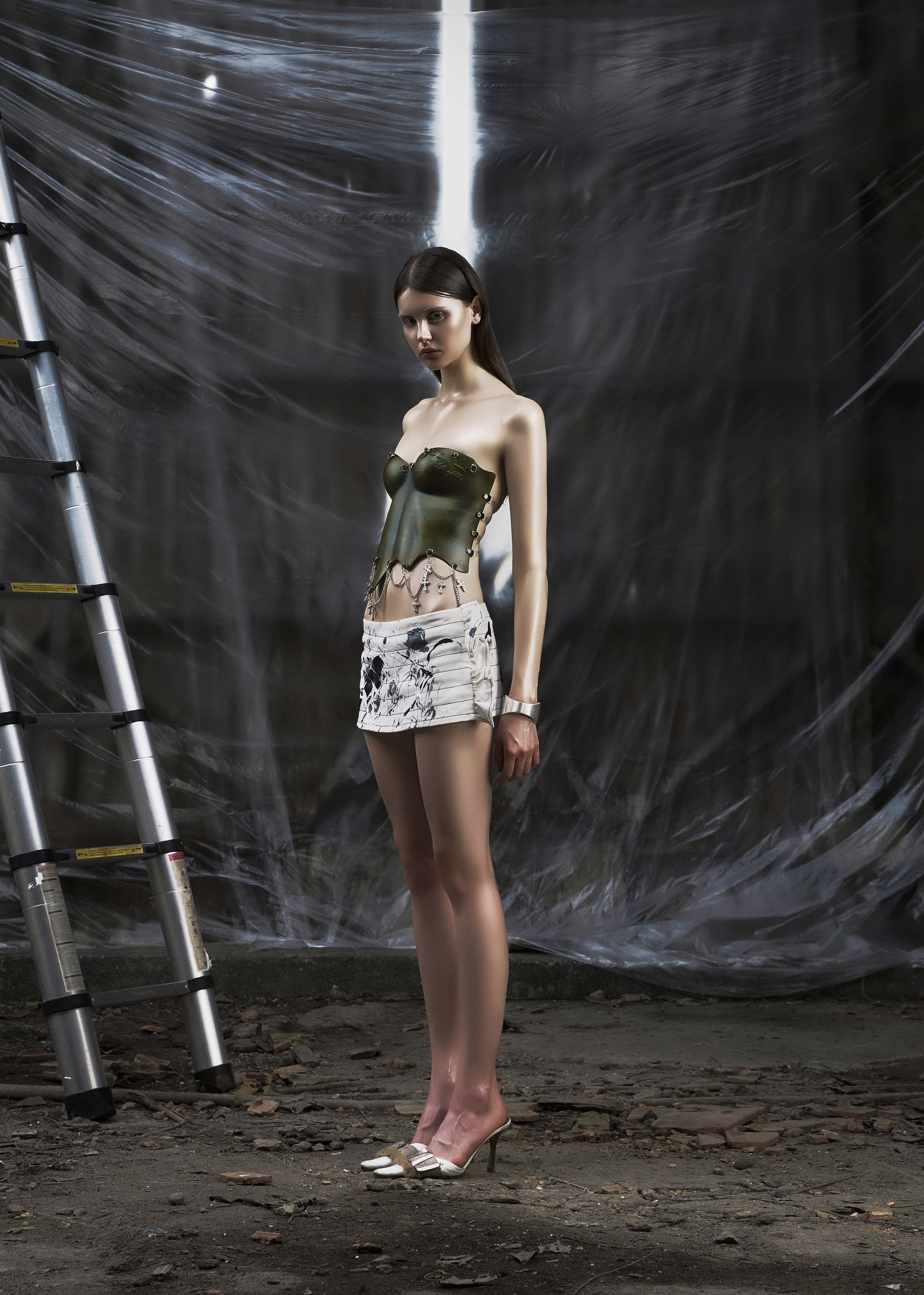NONE Dirty Ruffle Sides Mini Skirt