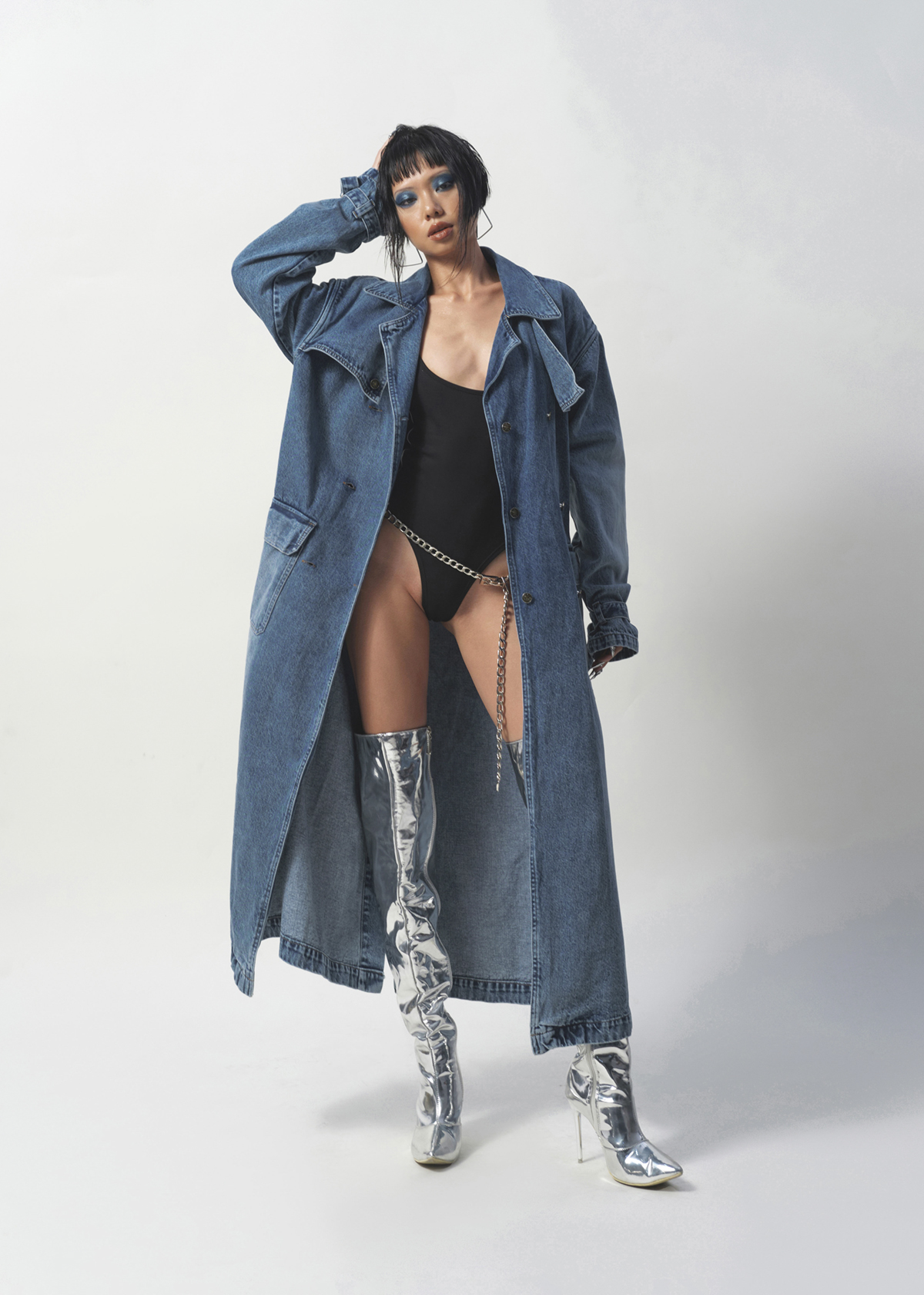 BLUM - Double Breasted Denim Trench Coat
