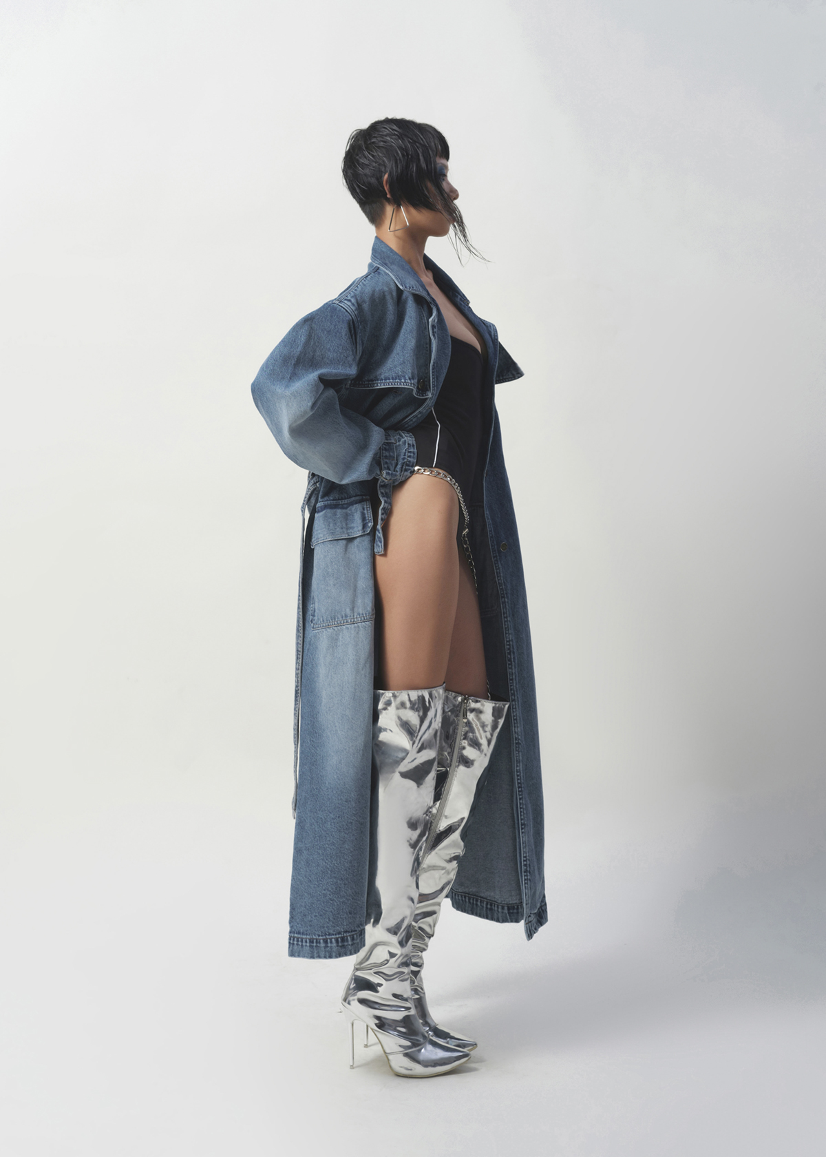 BLUM - Double Breasted Denim Trench Coat