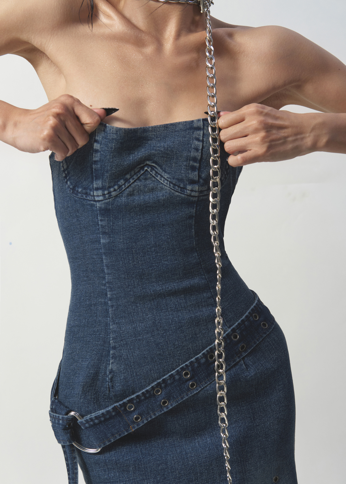 BLUM - Tube Fisht Tail Denim Dress