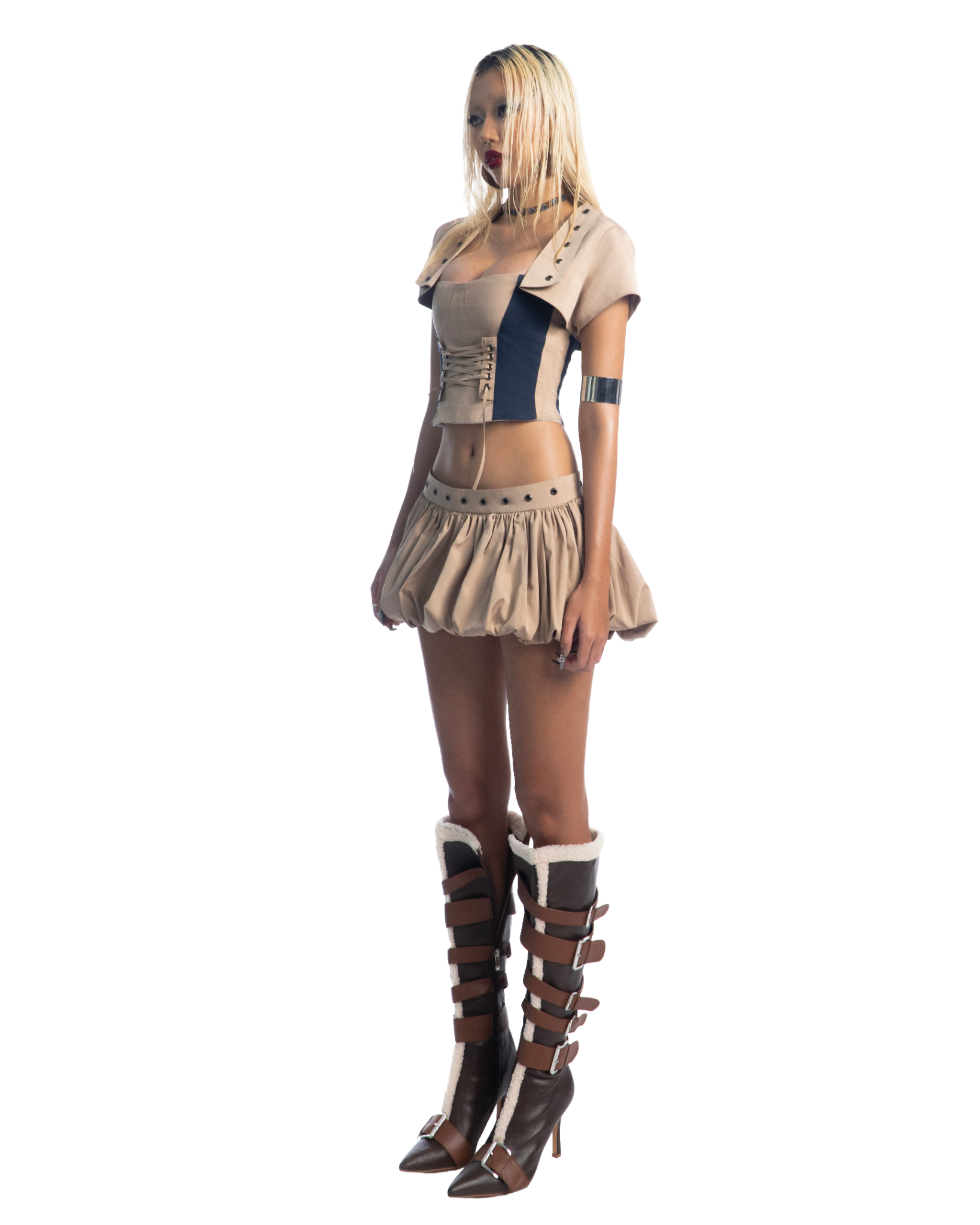 Puzzle Cupped Corset & Coverup