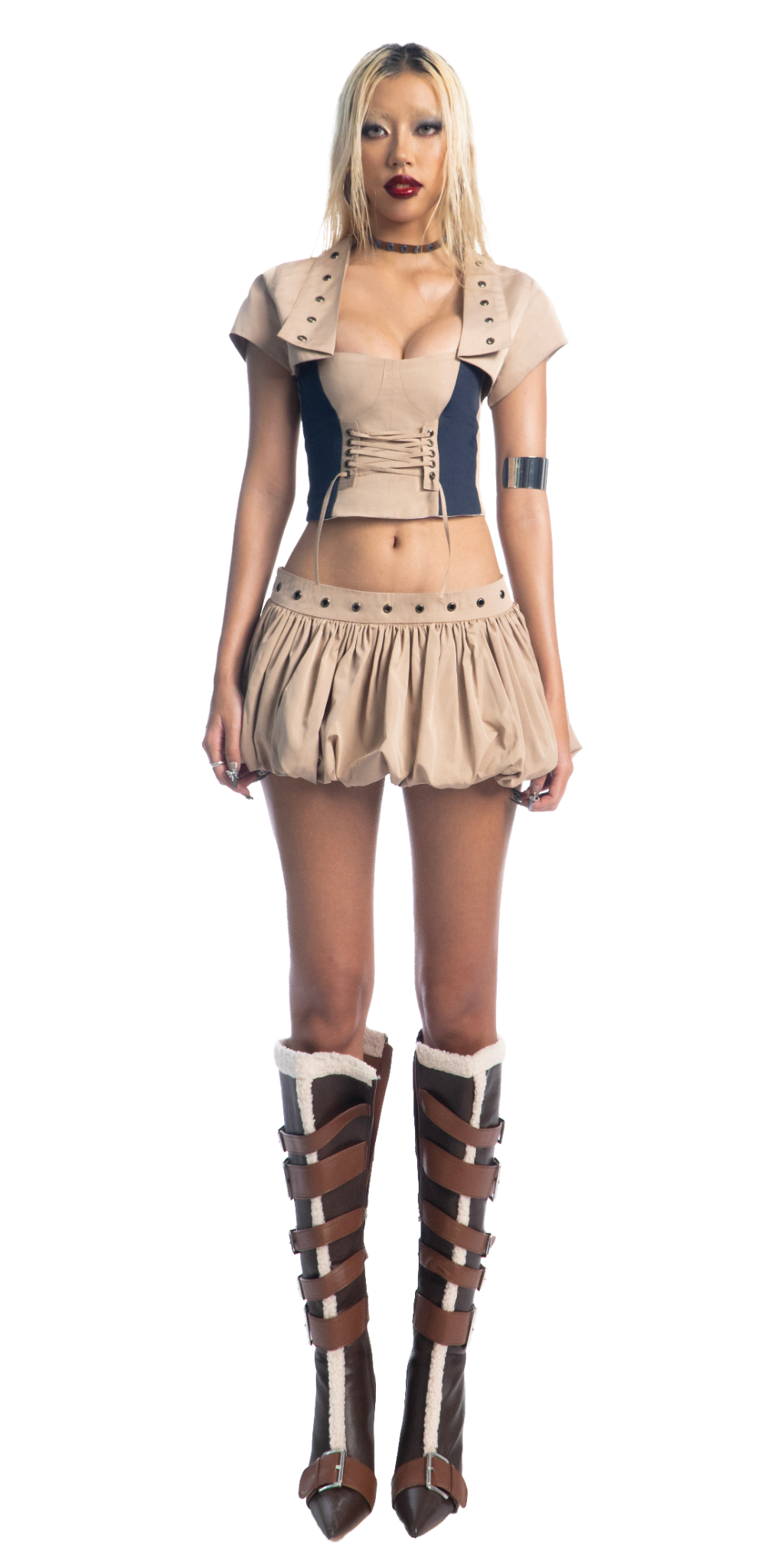 Puzzle Cupped Corset & Coverup