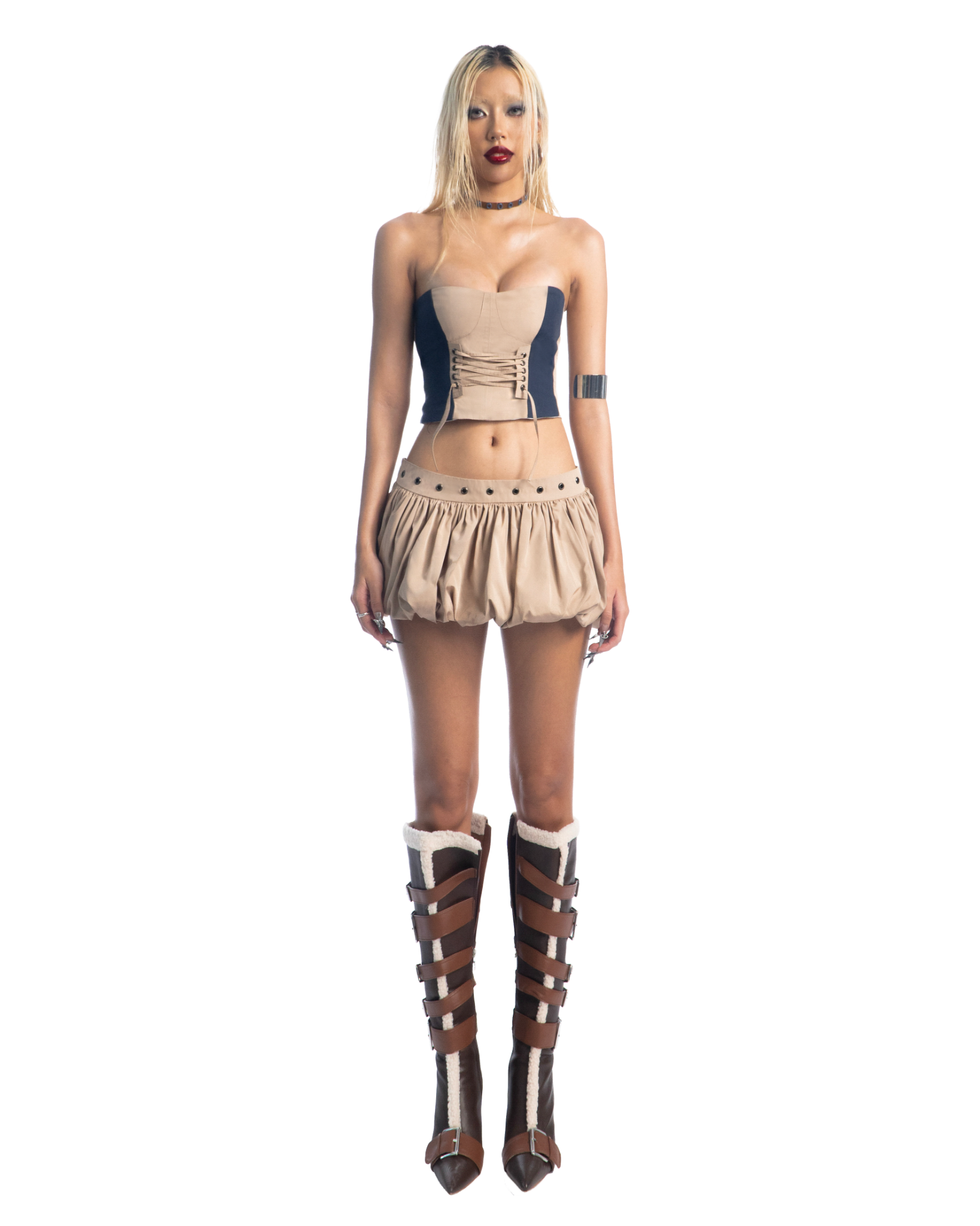 Puzzle Cupped Corset & Coverup