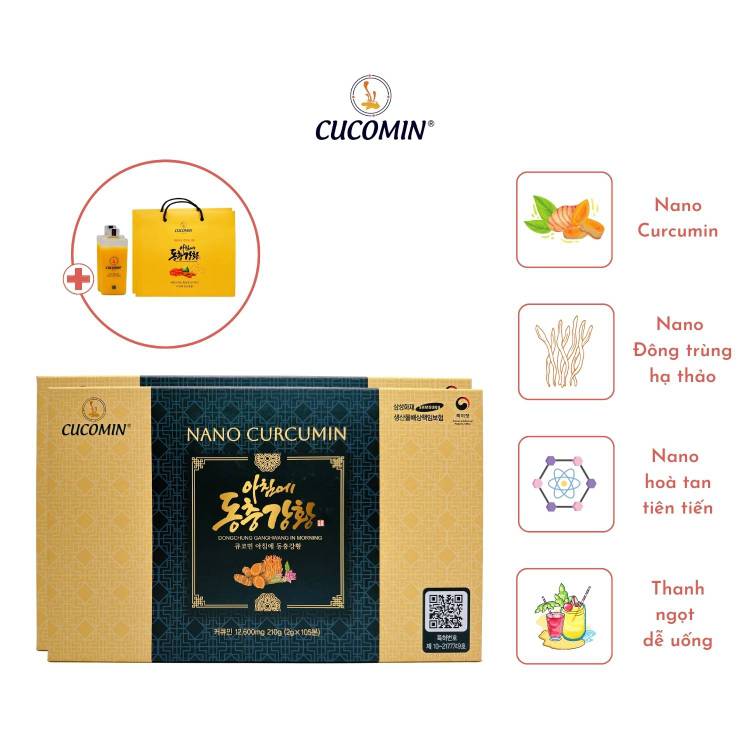 Tinh Chất Nghệ Nano Curcumin Nghệ Đông Trùng CUCOMIN GangHwang
 Loại 30 Tuýp × 2g