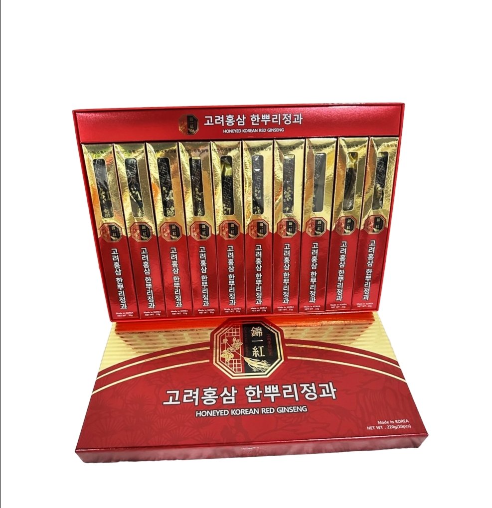 SÂM TẨM MẬT ONG 10 CỦ HỘP ĐỎ
(HONEYED KOREAN RED GINSENG)