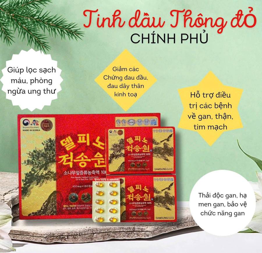 TINH DẦU THÔNG ĐỎ CHÍNH PHỦ ĐẬM ĐẶC CAO CẤP 180 VIÊN