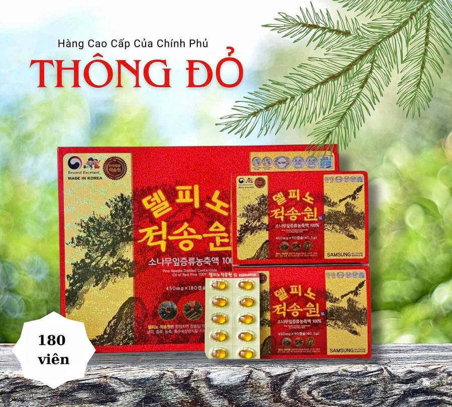 TINH DẦU THÔNG ĐỎ CHÍNH PHỦ ĐẬM ĐẶC CAO CẤP 180 VIÊN
