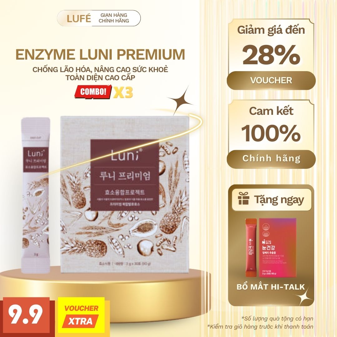 ENZYME LUNI PREMIUM - CHỐNG LÃO HÓA, NÂNG CAO SỨC KHOẺ TOÀN DIỆN CAO CẤP (3 HỘP)