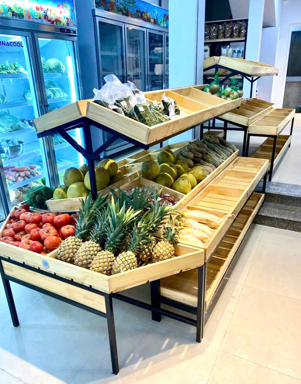 Kệ bát giác bày rau củ quả