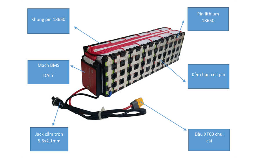 Pin xe đạp điện 48V15Ah chính hãng, tặng sạc 5A