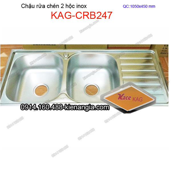 Chậu rửa chén 2 hộc 1 cánh dân dụng 1005x45cm KAG-CRB247