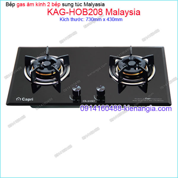 Bếp 2 gas âm kính sum vầy Capri Malaysia KAG-HOB208 Malaysia
