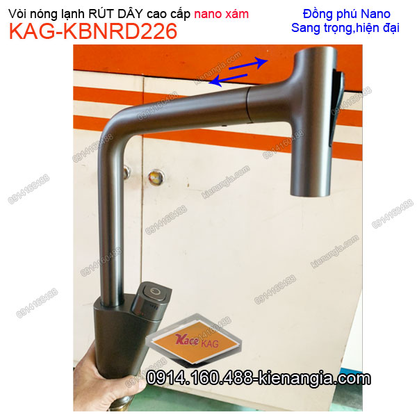 Vòi rửa chén Nóng lạnh RÚT DÂY màu xám KAG-KBNRD226