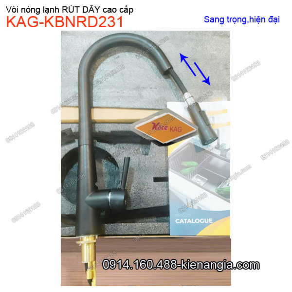 Vòi rửa chén RÚT DÂY nóng lạnh màu xám KAG-KBNRD231