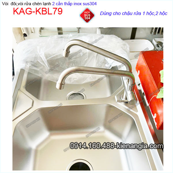 Vòi đôi,vòi rửa chén 2 cần inox sus304 KAG-KBL79