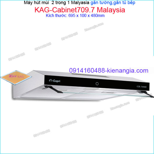 Máy hút mùi inox 70cm 2 trong 1 gắn tườnggắn tủ CAPRI KAG-Cabinet709.7 Malaysia