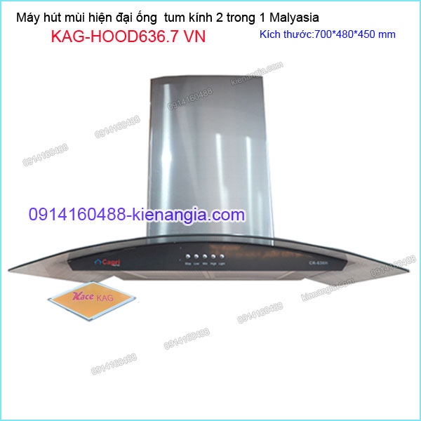 Máy hút mùi kính cong 70cm CAPRI KAG-HOOD636.7 VN