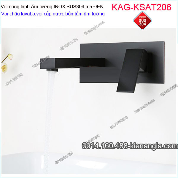 Vòi cấp nước bồn tắm ÂM tường inox sus304 mạ đen KAG-KSAT206