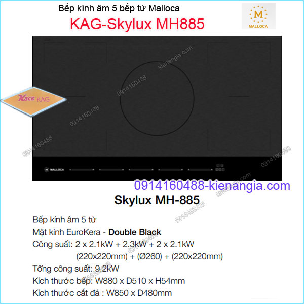 Bếp âm kính điện từ bếp từ Malloca KAG-Skylux-MH885