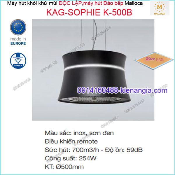 Máy hút khử mùi độc lâp Tròn máy hút đảo bếp Malloca KAG-SOPHIE-K500B