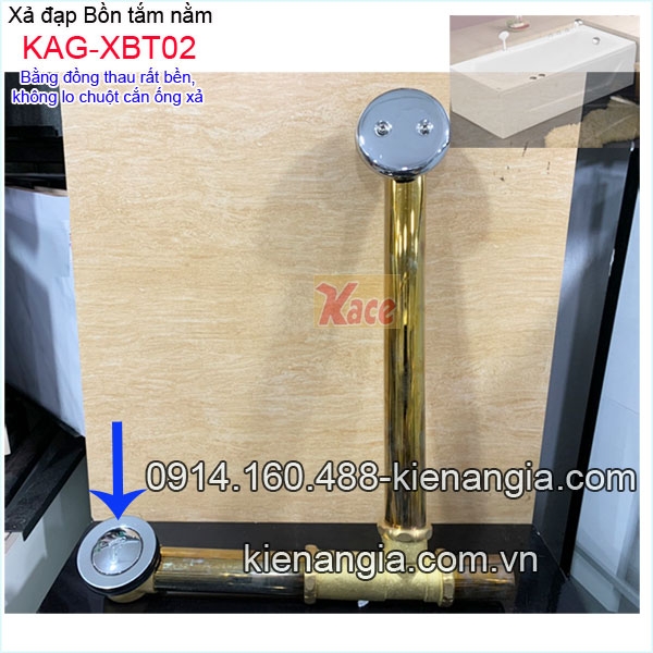 Bộ xả bồn tắm dài xả đạp bằng đồng thau KAG-XBT02