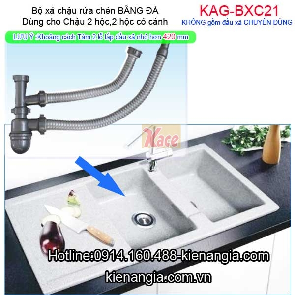 Bộ xả chậu rửa bằng đá 2 hộc KAG-BXC21