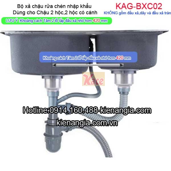 Bộ xả chậu rửa bát 2 hộc KAG-BXC02
