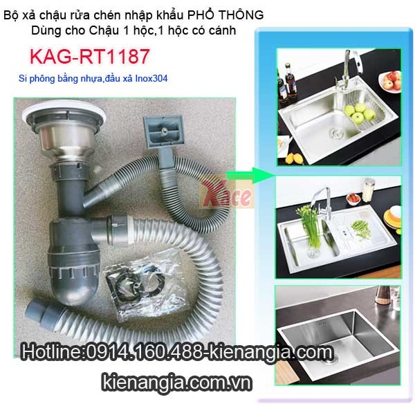 Bộ xả chậu rửa chén 1 hộc phổ thông nhập khẩu KAG-RT1187