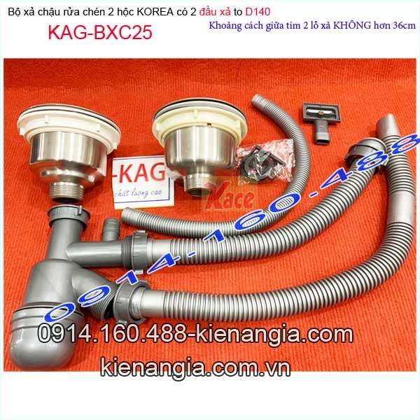 Bộ xả chậu rửa chén 2 hộc to D140-KAG-BXC25